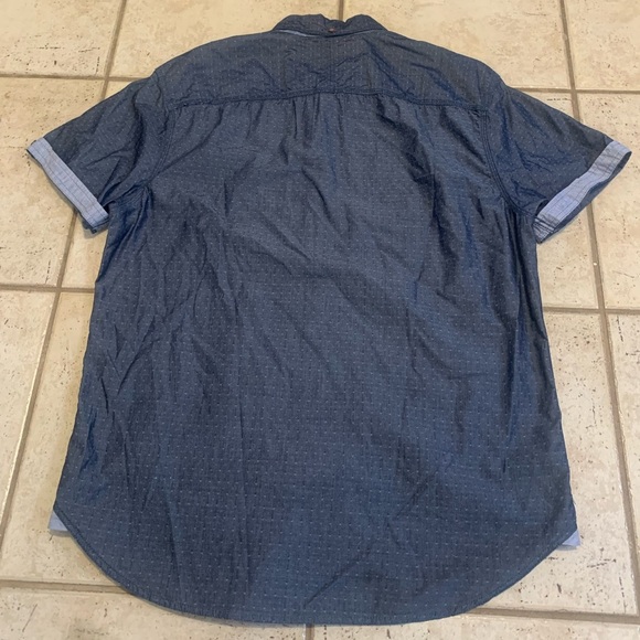Men's Thread & Cloth Dark Blue Micro-Dot Button-Up Short Sleeve Shirt - Size L/G - Picture 7 of 7